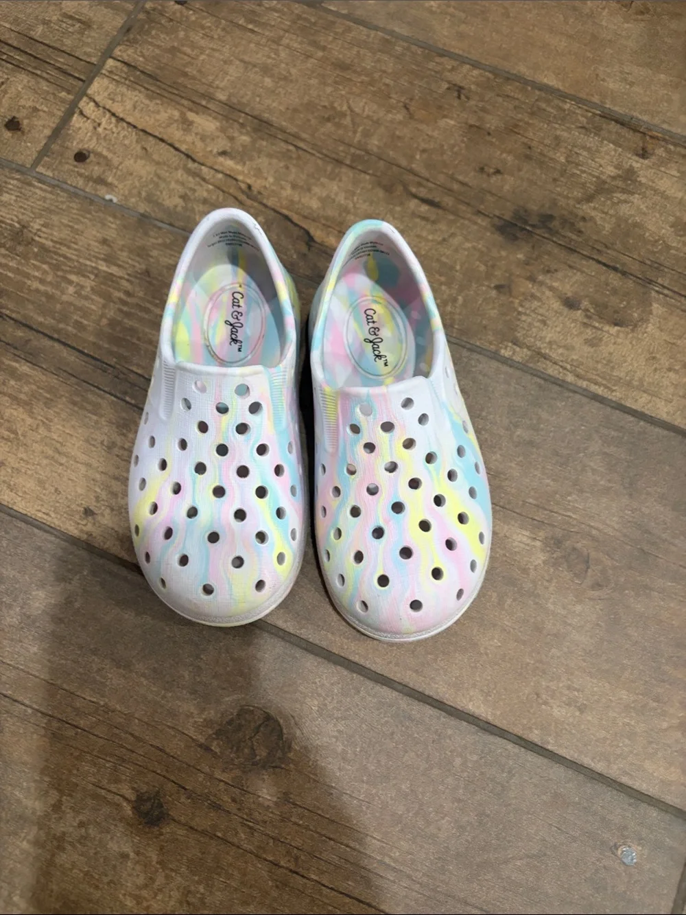 Cat & Jack Kids' White Slip-On Water Shoes with Pastel Tie-Dye